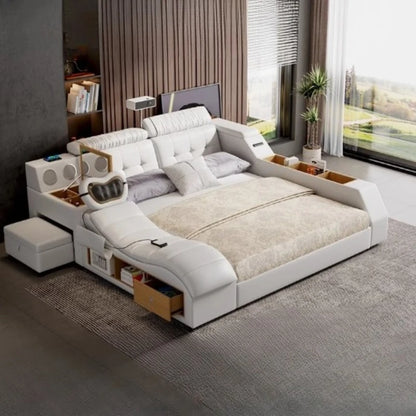 multifunctional king size Double bed bases bed frame storage twin letto matrimoniale Massage chair projector bedroom furniture