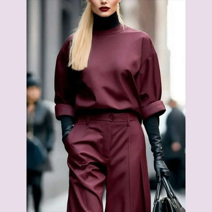 Freeacy 2025 New Women's Tops Burgundy Round Neck Half Sleeves Loose Fit T-shirt Spring and Summer Casual Streetwear Shirts