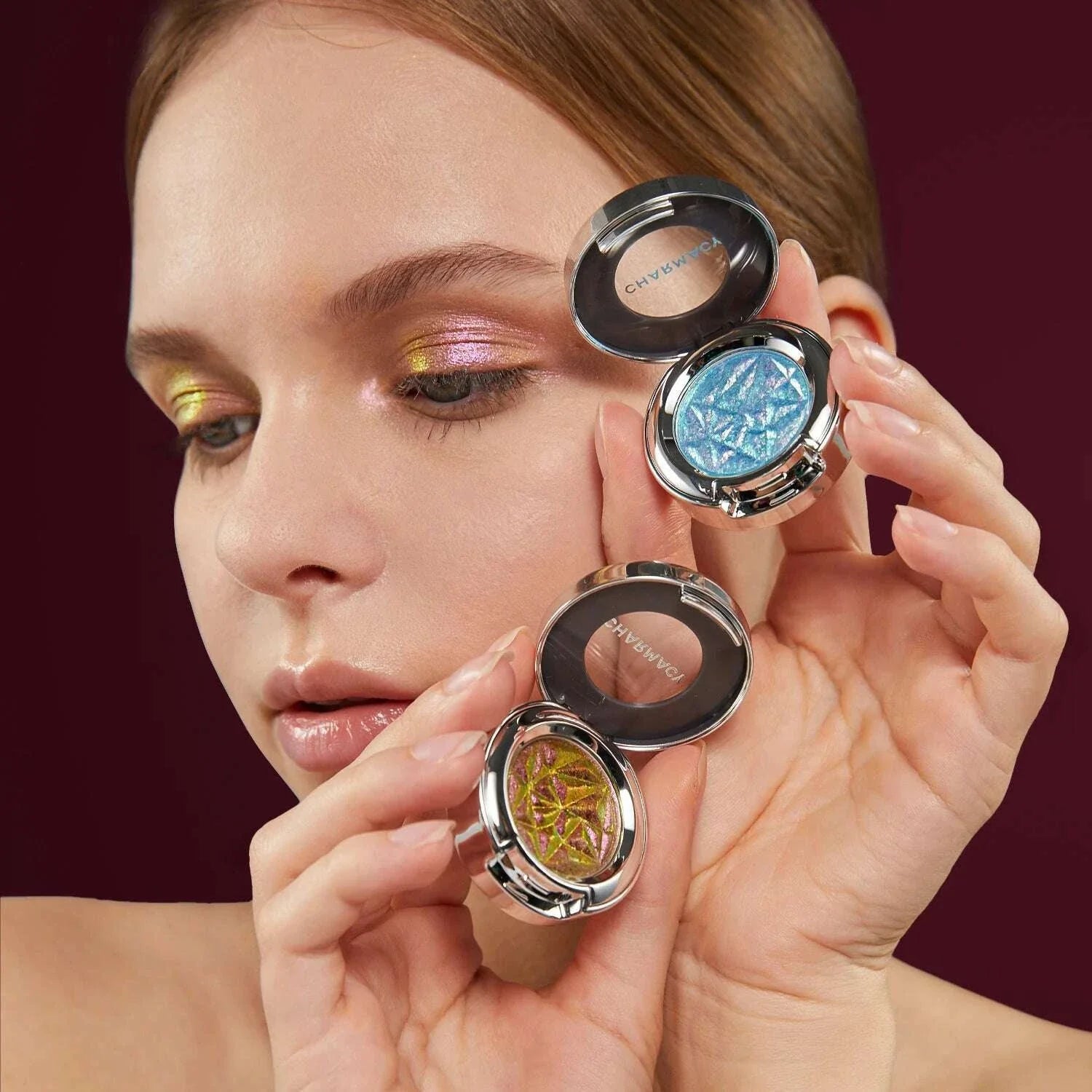 CHARMACY Optical Chameleon Shiny High Gloss Eyeshadow Palette Long Lasting Eye Glitter Pigment Professional Makeup For Women