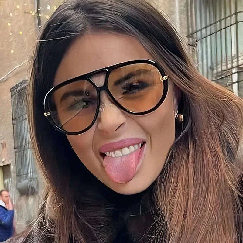 Luxury Brand Designer Oversized Pilot Sunglasses Women For Men 2025 Popular Vintage Sun Glasses Punk Double Bridge Eyeglasses
