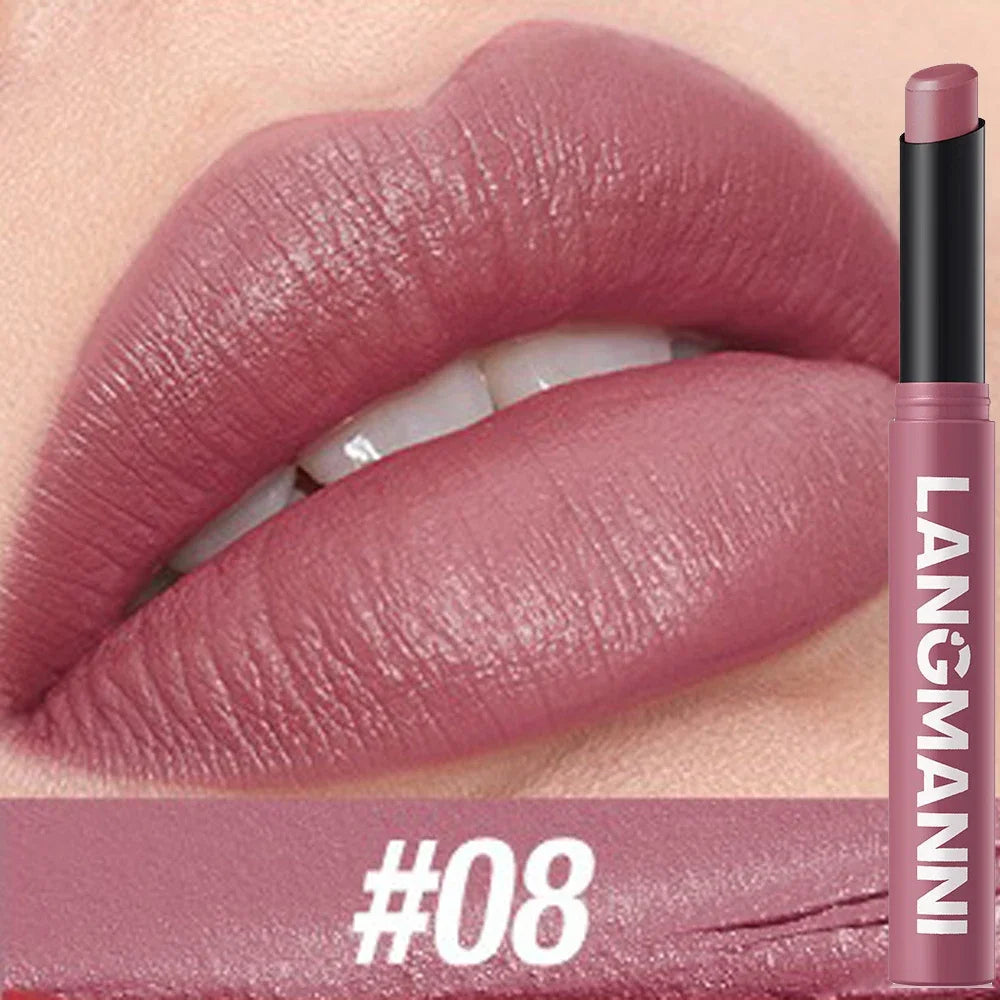 12 Color Matte Lipstick Pencil Waterproof Long Lasting Non-Stick Cup Lip Stain Tint Cosmetic Nude Lipstick Pen Makeup Maquillage