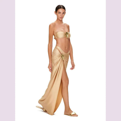 Off Shoulder Bikini With Skirt Women Swimsuit 2025 Biquini High Cut Swimwear Lady Holiday Bath Suit Female Beachwear Outfits