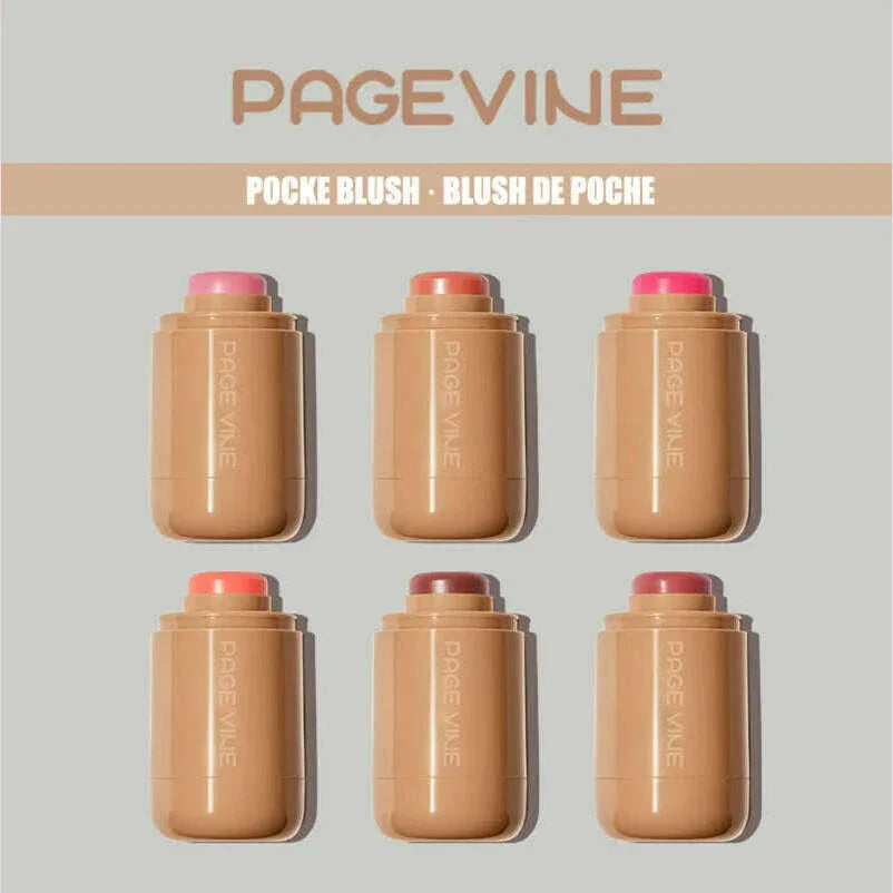 PAGE VINE Pocket Blush Stick Lip And Cheek Hydrating Stick Natural Rouge Powder Blush Cream Lipstick Cheek Easy To Apply Color