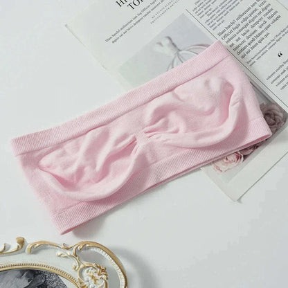 Women's Sexy Strapless Crop Top Summer Breathable Bra Mesh Bandeau Brassiere Invisible Unlined Chest Wraps Lady Tube Tops ﻿