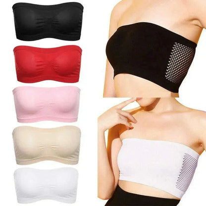 Women Breathable Mesh Tube Bra Seamless High Elastic Wrapped Sexy Invisible Strapless Chest Wraps Tube Tops Pregnant Mothers Bra