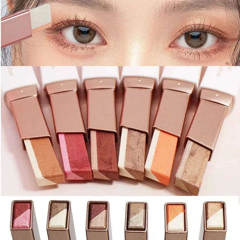 2 in 1 Pearly Glitter Highlighter Eyeshadow Stick Waterproof Long Lasting Shimmer Eye Shadow Eyeliner Lazy Beauty Eyes Make Up