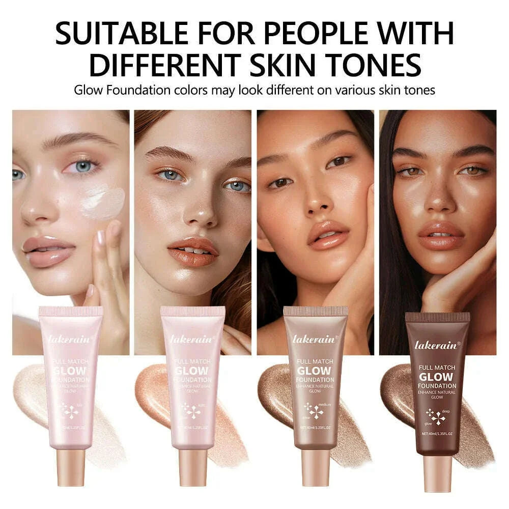 Glossy Liquid Foundation Long Lasting Oil-Control Face Foundation Full Coverage Concealer Waterproof Contour Makeup For Women