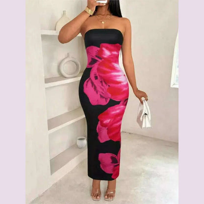 New Women's Dresses Summer Vintage Strap Casual Slim Elegant Evening Sleeveless Night Ruffles Sexy Maxi Long Dress Vestidos Sexy