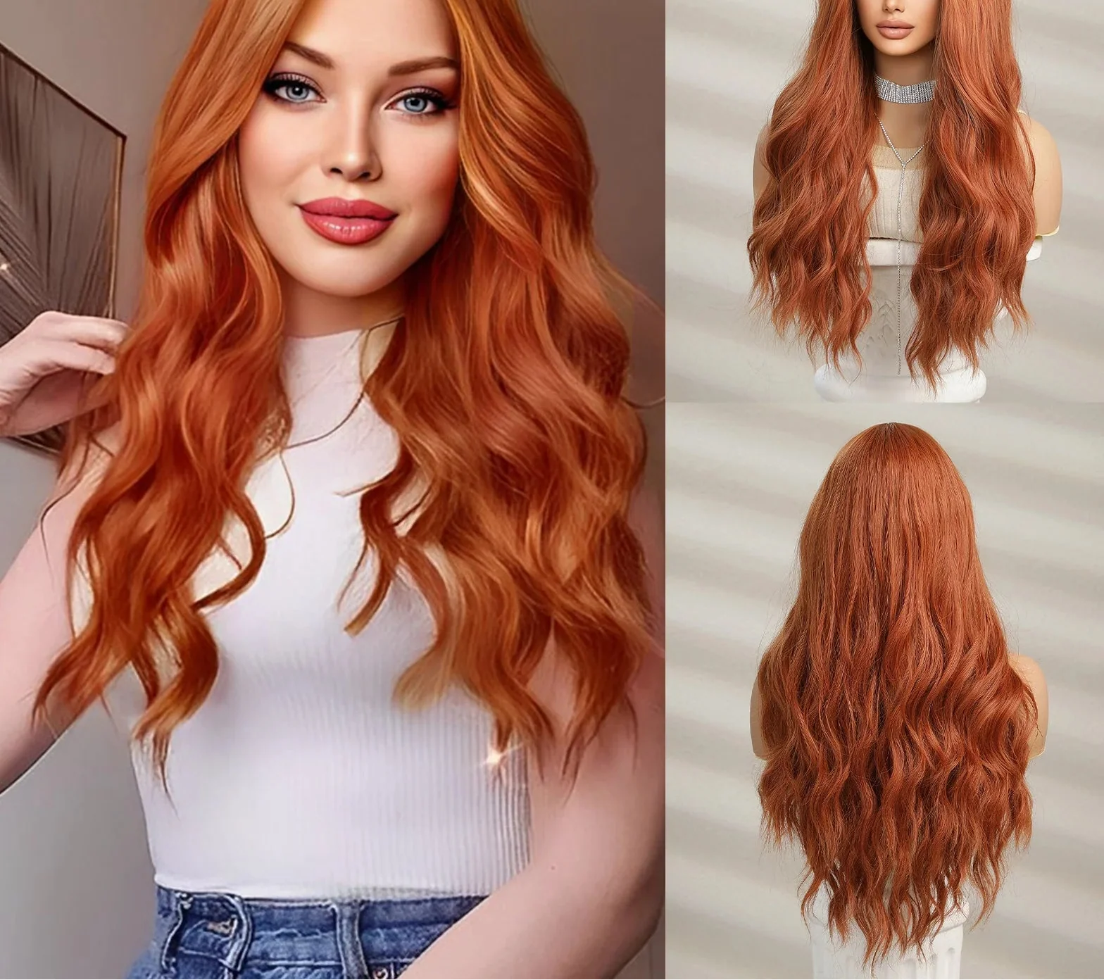 oneNonly Pink White Long Wig Blonde Rainbow Wavy Wigs Halloween Cosplay Party Wigs for Women Makeup Tools Synthetic Hair