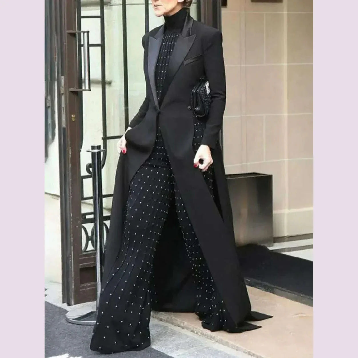 Missuoo Notched Collar Long Sleeves Slim Fit Long Coat for Urban Women Autumn Fashion Black Split-side Blazer Outerwears