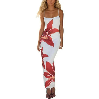 Sexy Tight Floral Print Strapless Dress Spring Summer New Arrival Cross-Border Hot Sale Ins Style Women's Ankle-Length Gown
