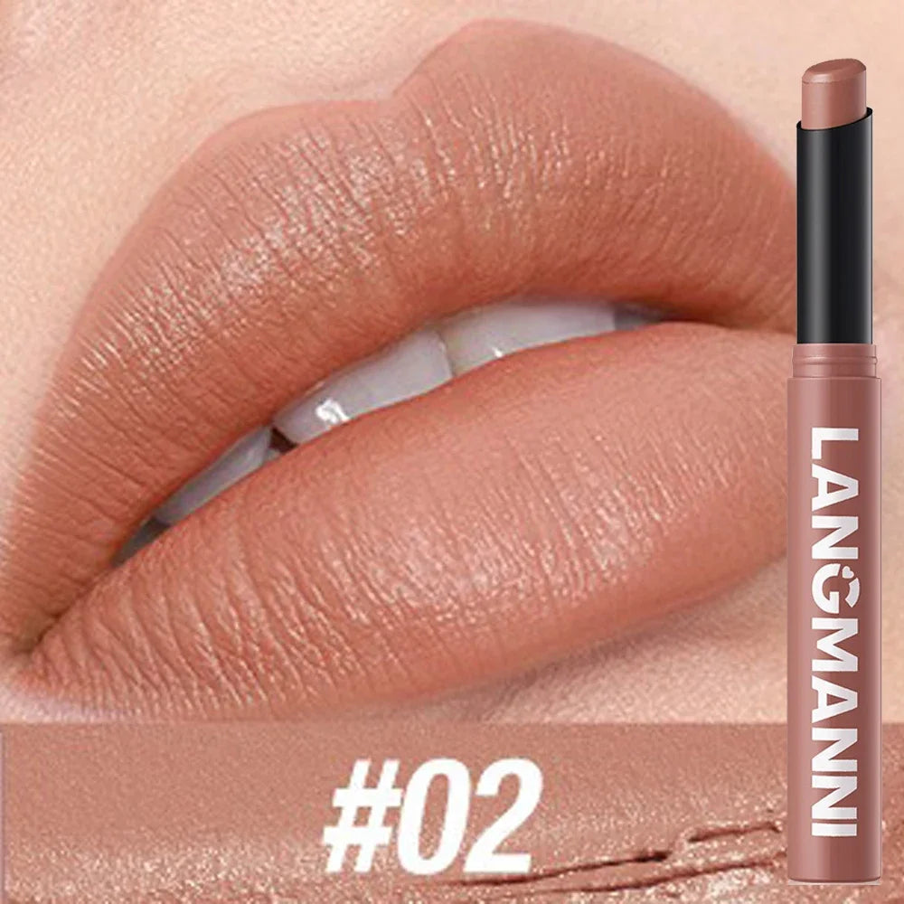 12 Color Matte Lipstick Pencil Waterproof Long Lasting Non-Stick Cup Lip Stain Tint Cosmetic Nude Lipstick Pen Makeup Maquillage