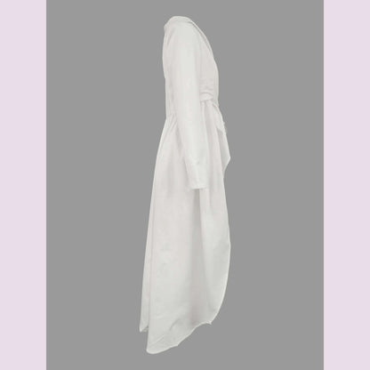 Beautyblue High-Low Wrap Blazer Top White Women's V-Neck Coats New Fashion Solid Color Falbala Pleated Elegant Chic Clothing