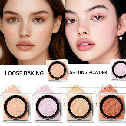 4 Color Luxury Loose Setting Powder Face Foundation Oil-Control Brighten Skin Full Coverage Face Beauty Makeup Powder Cosmetics