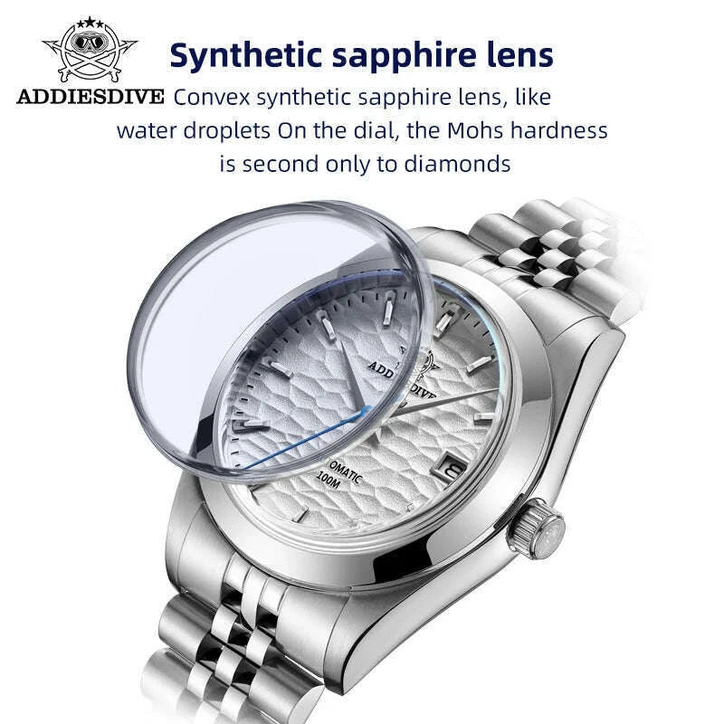 ADDIESDIVE Automatic Mechanical Watch Man European American Business Leisure Wristwatch Luxury Silver Luminous Waterproof Watch