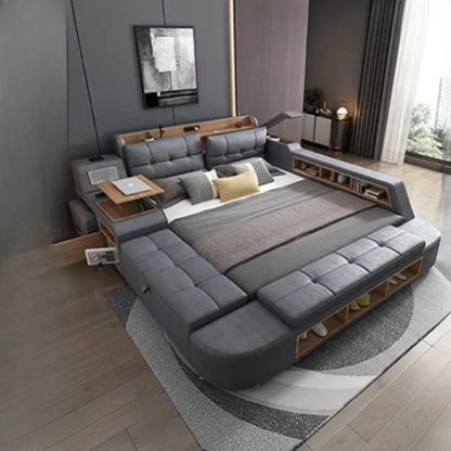 Nordic Multifunctional King Size Bed with Drawers for Bedroom or Backyard Furniture