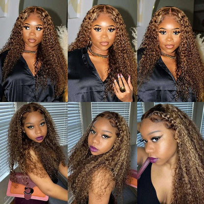 Yawawe hair Glueless wig human hair wigs Kinky Curly Highlight Ombre Blonde HD glueless wig human hair ready to wear Curly wigs