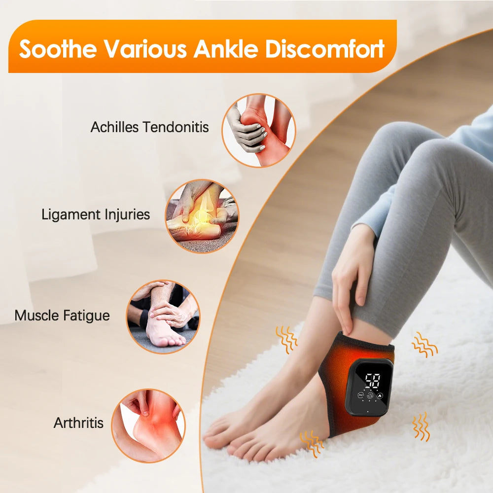 Electric Heat And Vibration Ankle Massager Infrared Hot Compress Therapy Ankle Massage Heated Wrap Support Brace Foot Protector