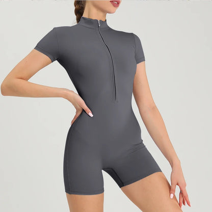 Women's Fitness Short Jumpsuits Long Sleeve Training Overalls One-Piece Sporty Suits Workout Romper Gym Clothing Woman Tracksuit