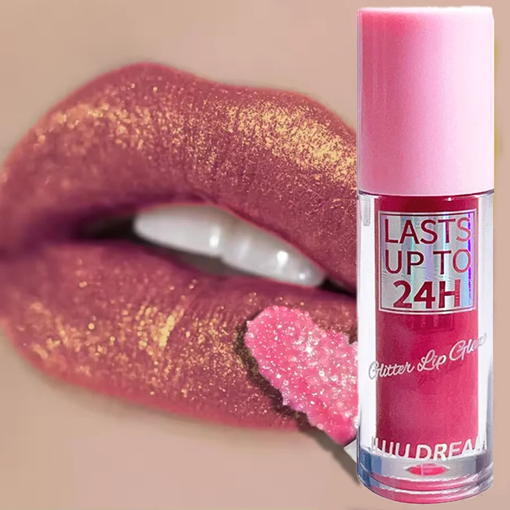 Flowing Light Glitter Lip Glaze, Moisturizing Lip Gloss & Lip Oil Tint,Waterproof Long-Lasting Shine,Multi-Look Makeup,Certified