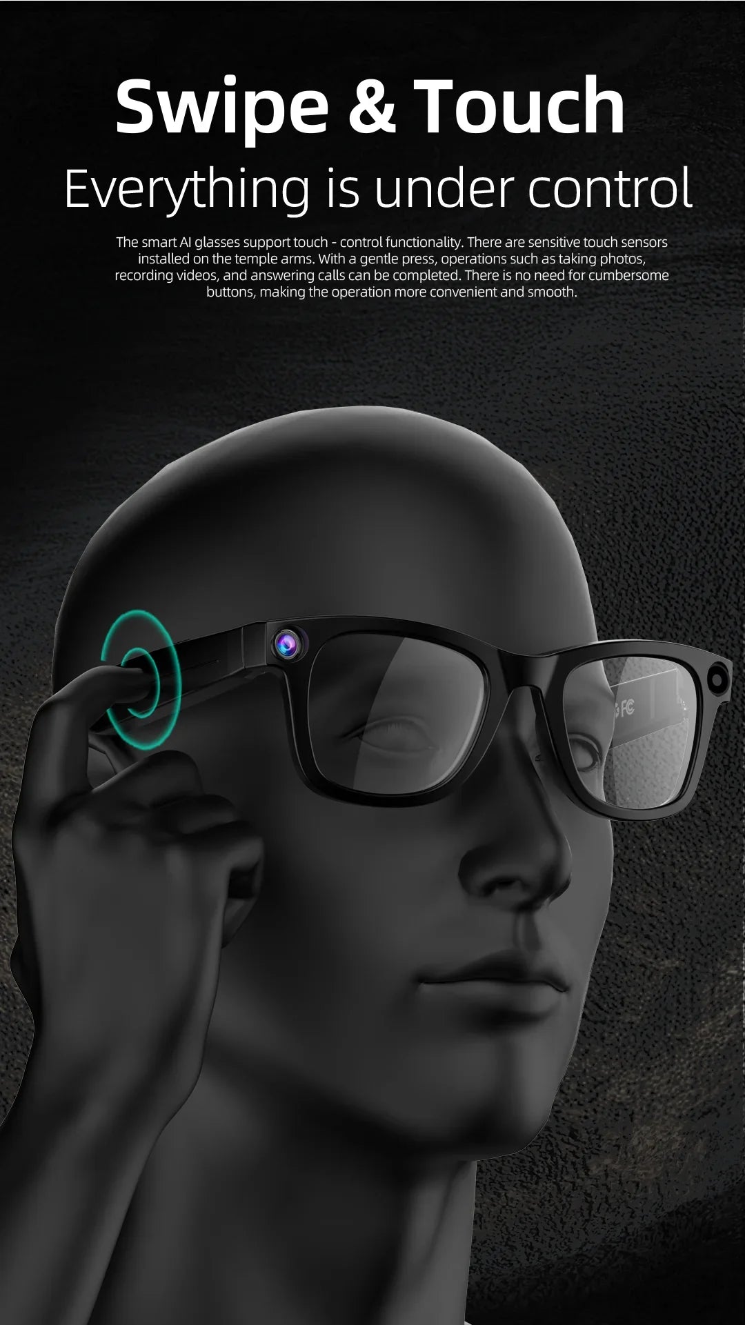 Hiwego New  Smart AI Glasses 800W pixel AI Shooting Camera HD Photo Video Voice Call Translation  Bluetooth Glasses For xiaomi