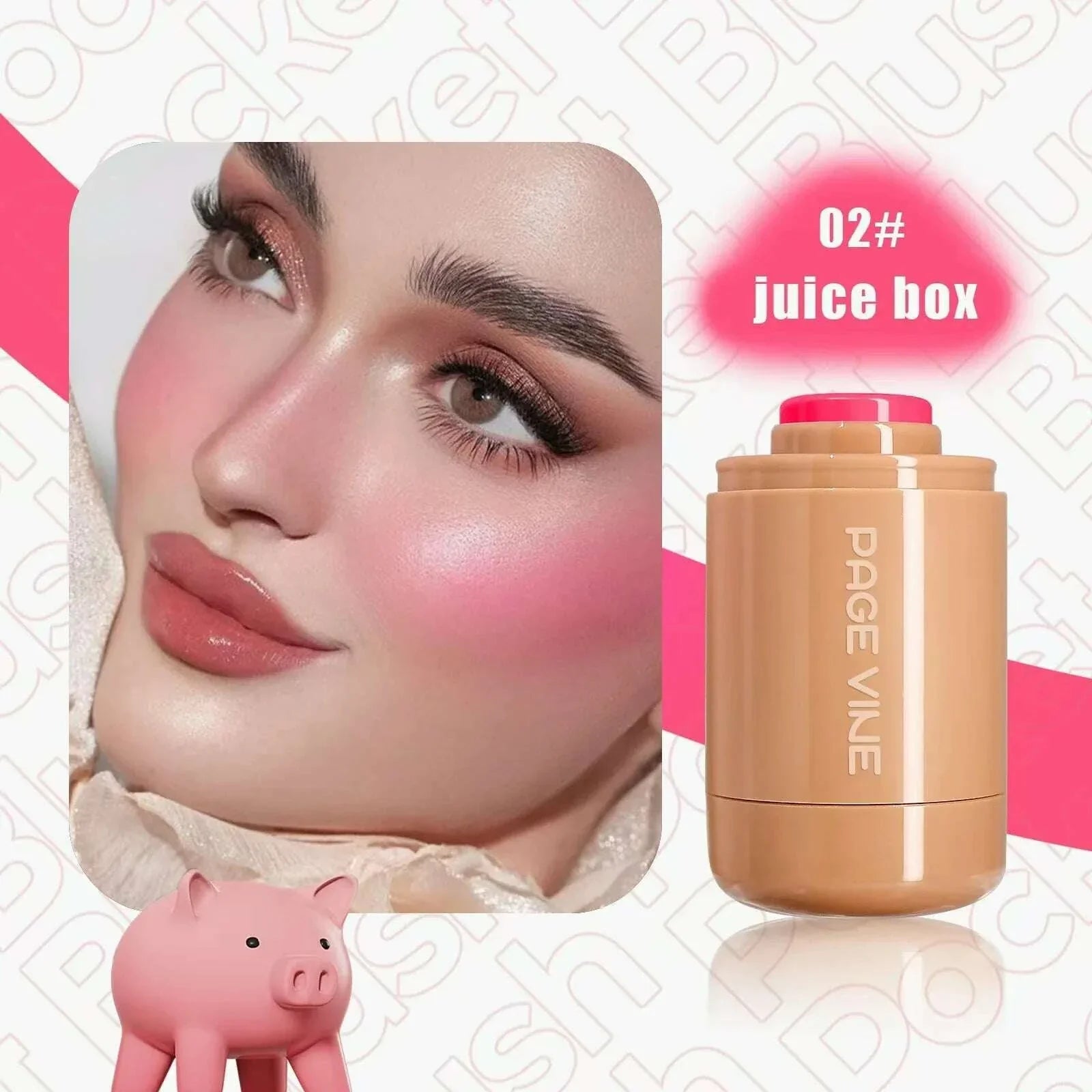PAGE VINE Pocket Blush Stick Lip And Cheek Hydrating Stick Natural Rouge Powder Blush Cream Lipstick Cheek Easy To Apply Color