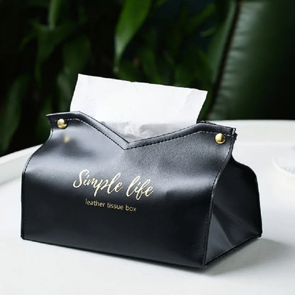 Leather Tissue Box Napkin Holder Car Tissue Box Home Living Room Holder Case Storage Hotel Carton Household Home Large Storage