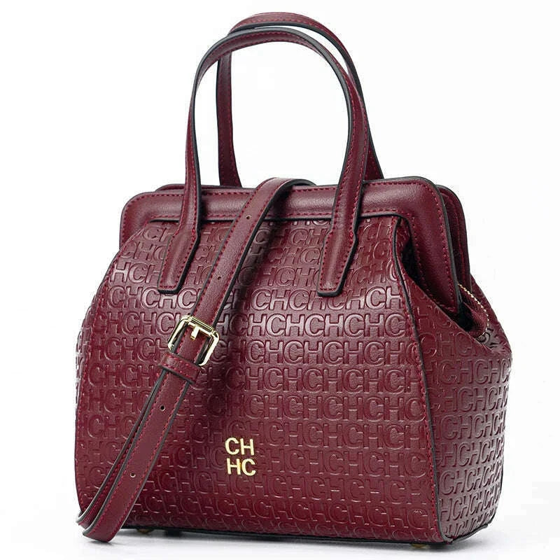 CH Classic Fashion Zipper Design Women's Handbag, Monogram Print, Versatile Solid Color Block Shoulder Bag
