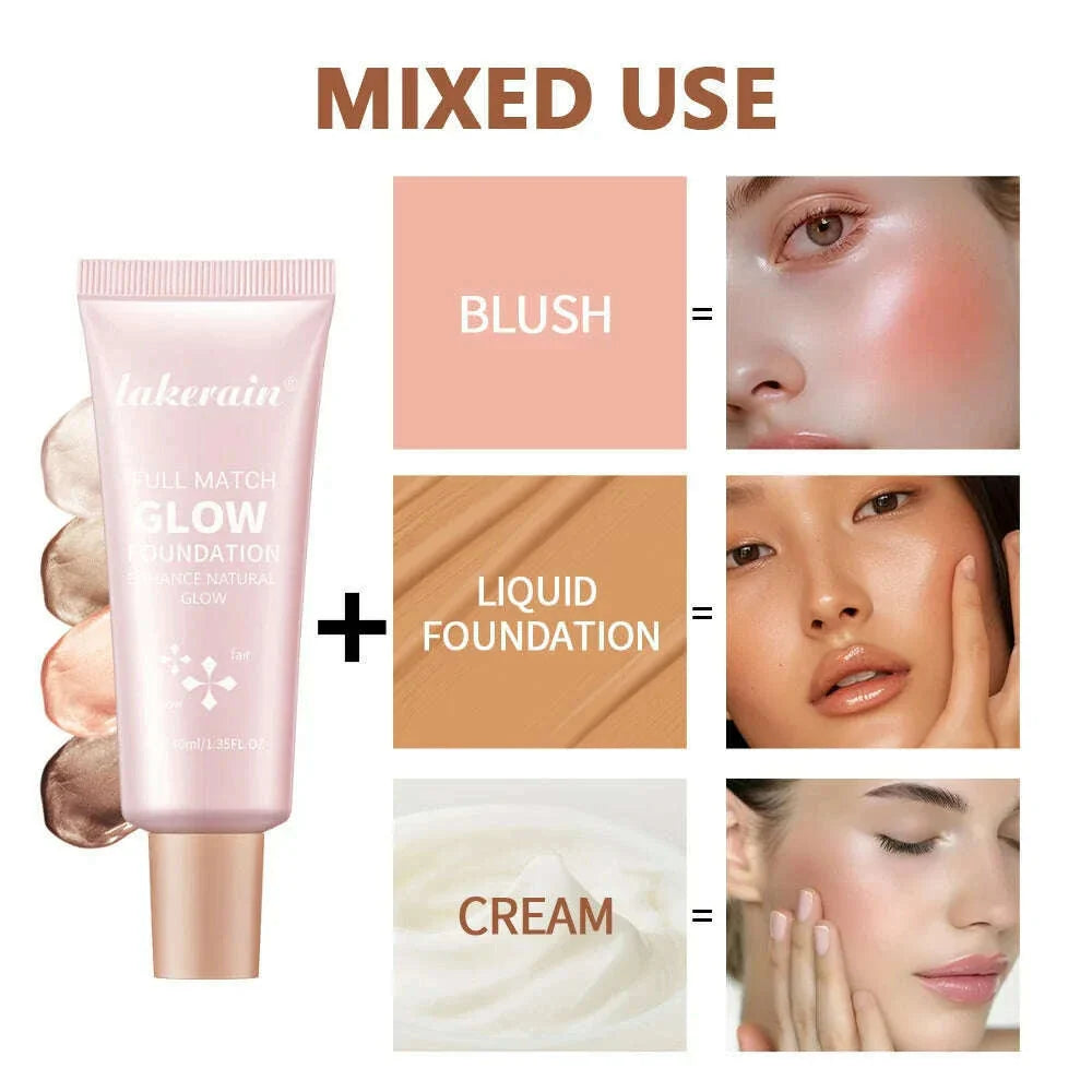 Glossy Liquid Foundation Long Lasting Oil-Control Face Foundation Full Coverage Concealer Waterproof Contour Makeup For Women
