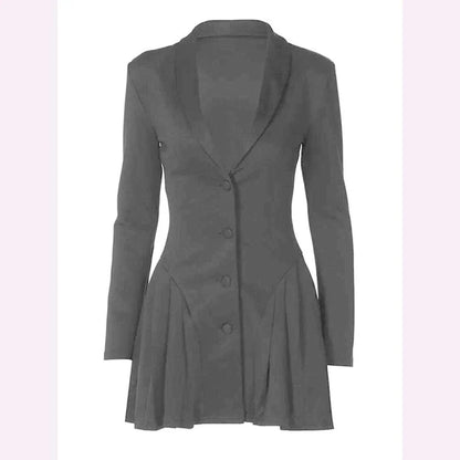 Woman Clothing Long Sleeve Single Breasted Ruffles Blazer Dress 2024 Autumn High Waist Tunics White Party Dresses Black Vestidos