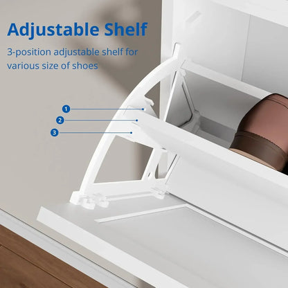 A Adjustable Shelves Slim Natural Rattan Wood Freestanding Shoe Rack Storage Organizer Shoe Cabinet