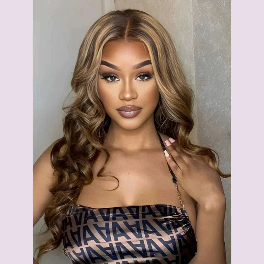 Highlight 200 density lace front wig human hair Body wave 30 inch colored wigs Brazilian 13x6 hd lace frontal wig for women