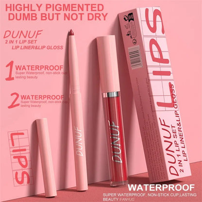 12 Color Matte Lip Liner Pencil Lip Gloss Set Waterproof Lipliner Pen Red Brown High Pigmented Lip Glaze Lips Cosmetics Makeup