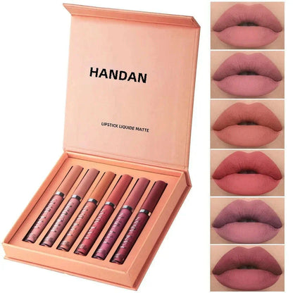 HANDAlYAN Liguid Lipstick 6-color Lipgloss Set With Long-lasting Waterproof And Non Stick Cup Matte Lip Gloss
