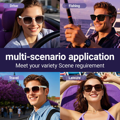 LIGE AI Real-time Translation Smart Wireless Glasses 100+Languages Bluetooth 5.4 UV Production Sunglasses For Meeting Travelling