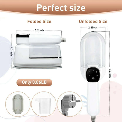 New Foldable LED Digital Display Steam Iron Portable Three-speed Adjustable Steamer 1500W High-power Home Travel Iron