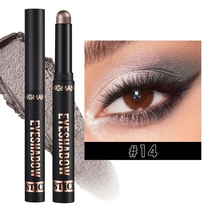 Smoky Dark Blue Eyeshadow Pencil Stick Waterproof Pearlescent 16 Colors Metallic Glitter Eye Shadow Highlighter Pen Makeup Tool
