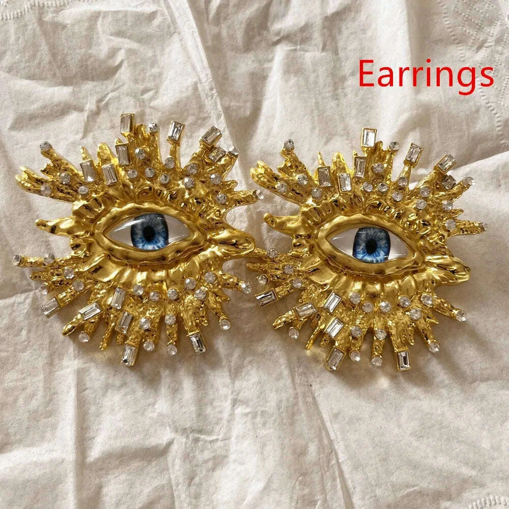Baroque Style Fashion Alloy Big Eyes Dangle Earrings For Women Jewelry Exaggerated Ladys' Statement Earrings  Accessories