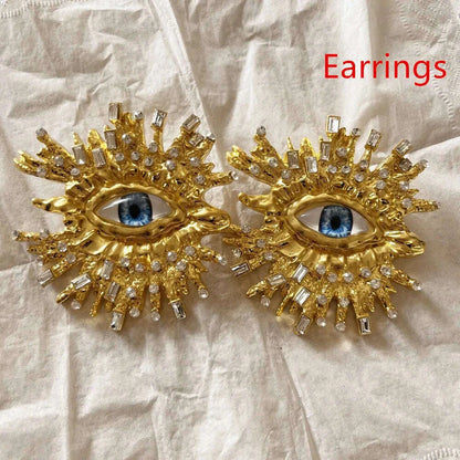 Baroque Style Fashion Alloy Big Eyes Dangle Earrings For Women Jewelry Exaggerated Ladys' Statement Earrings  Accessories