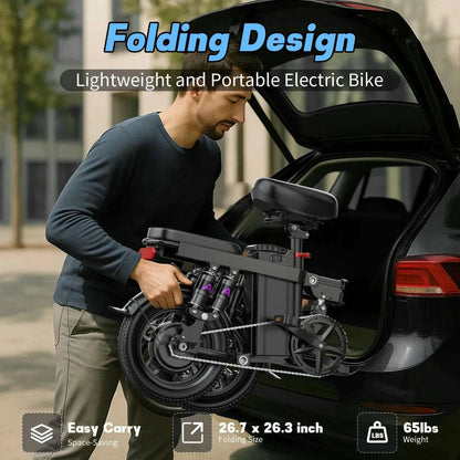 Electric Bike for Adults Teen-Folding Electric Bicycle 750W Peak Motor,20+MPH 35 Miles,Commuter Ebike 48V 15AH Removable Battery