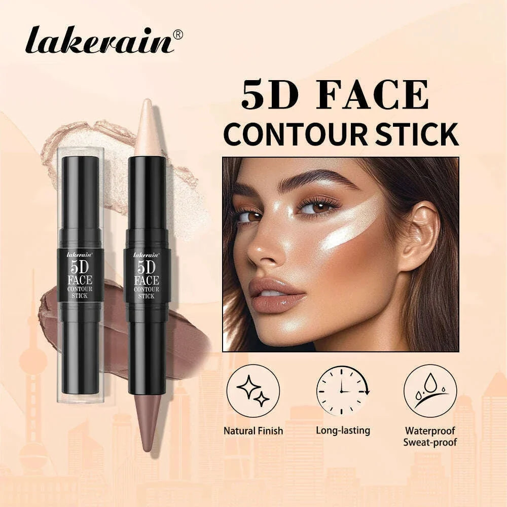 Double Head Highlight Pen Highlighter For High Nose Bridge Shadow V Face Foundation Contour Makeup Concealer Stick Cosmetics
