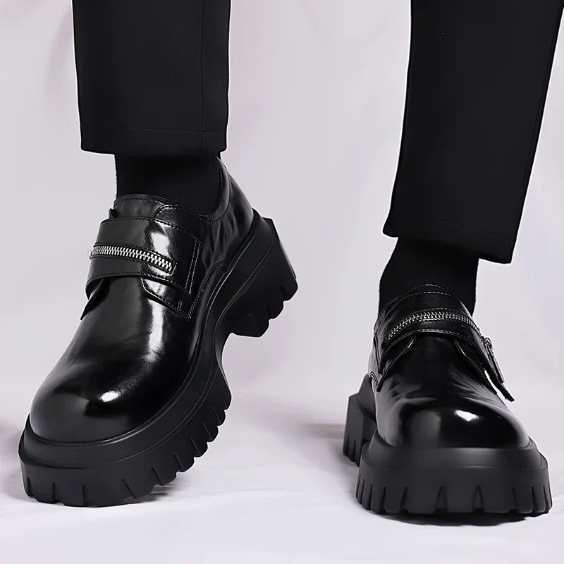 Derby men's leather shoes Thick bottomed British style design Leisure Party Business Office Luxury adult shoes Brown and Black