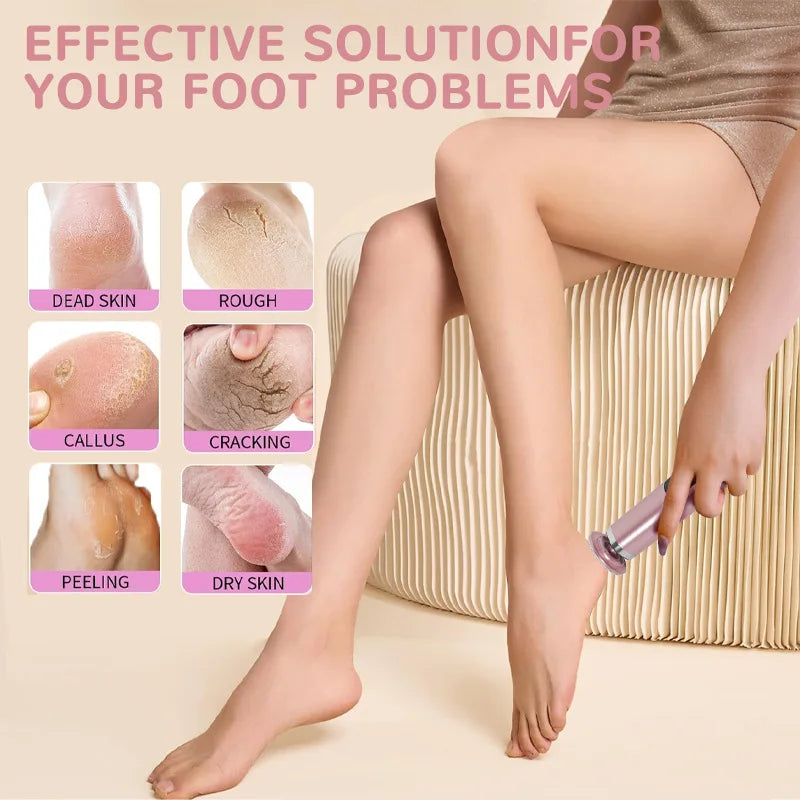 2-in-1 Electric Pedicure Foot Callus Remover Foot Care Electronic Foot Grinder & Replacement Sandpaper Dead Skin Pedicure Tool