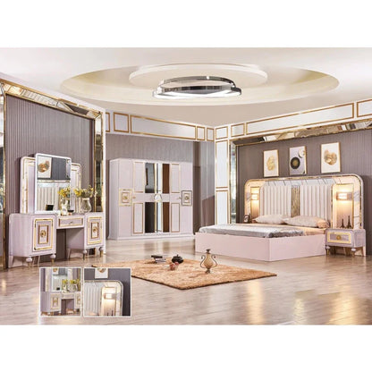 A Luxury Wooden Dressing Table With Mirror and Drawers Sets Furniture Modern Vanity Desk Makeup Dresser for Bedroom