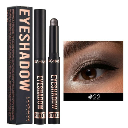 Smoky Dark Blue Eyeshadow Pencil Stick Waterproof Pearlescent 16 Colors Metallic Glitter Eye Shadow Highlighter Pen Makeup Tool