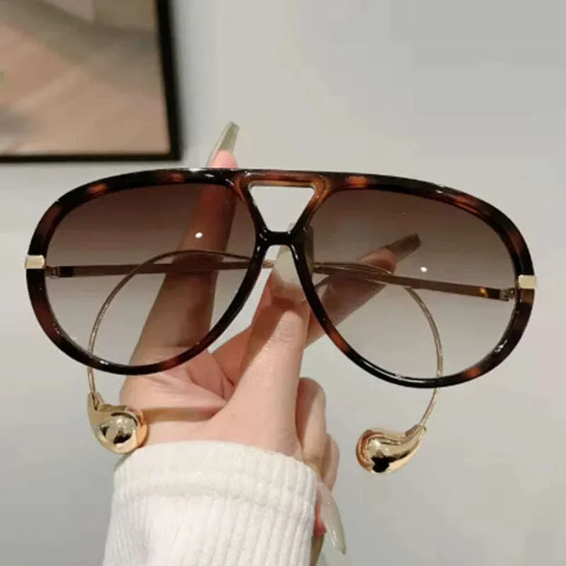 Luxury Brand Designer Oversized Pilot Sunglasses Women For Men 2025 Popular Vintage Sun Glasses Punk Double Bridge Eyeglasses
