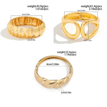 Ingemark 4 Styles Hip Hop Punk Wave Open Spring Bangles for Women Creative Heavy Metal Chunky Bracelets Couple Hand Jewelry Men