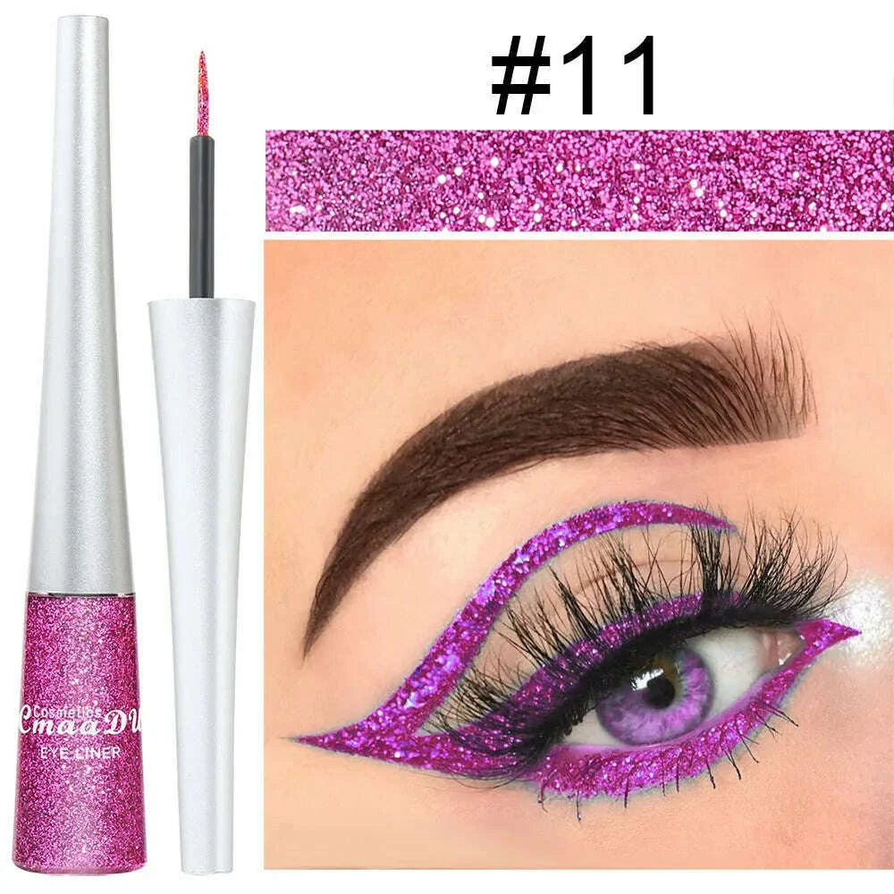 Glitter Liquid Eyeliner Pearlescent Diamond Eyeshadow 16 Color Sequins Blue Silver Pink Rose Gold Mini Fine Brush Eyeline Makeup