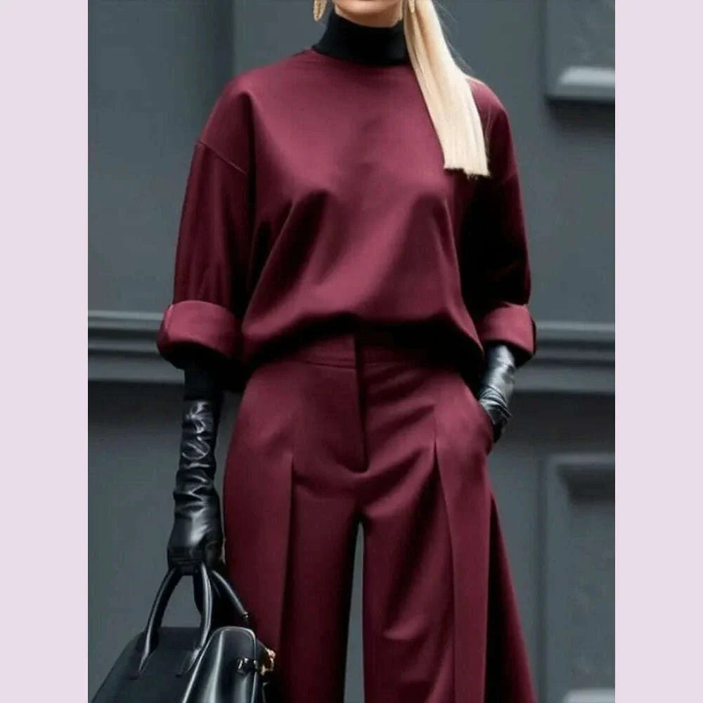 Freeacy 2025 New Women's Tops Burgundy Round Neck Half Sleeves Loose Fit T-shirt Spring and Summer Casual Streetwear Shirts