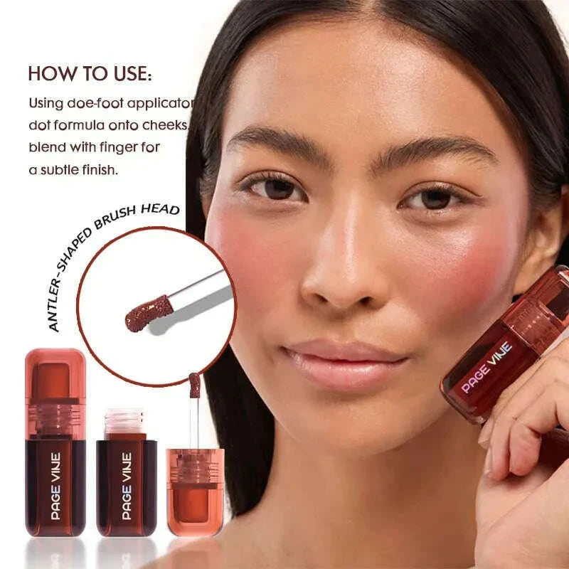 6 color pearl liquid powder blusher waterproof, sweat proof, halo proof, natural and durable rouge